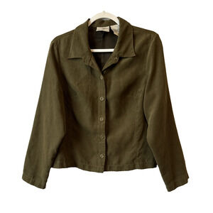 Studio Ease Women’s 12 Boho Olive Green Faux Suede‎ Lightweight Blazer Jacket